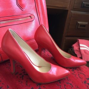 Red leather heels